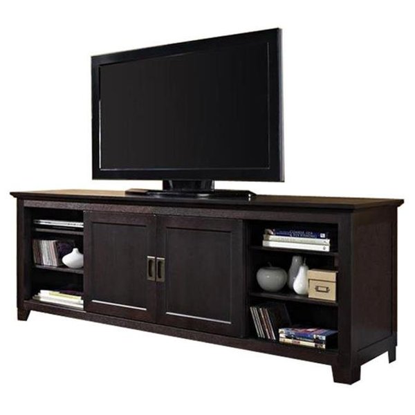 Walker Edison Furniture Walker Edison W70C25SDES 70 in. Wood TV Stand with Sliding Doors  Espresso W70C25SDES